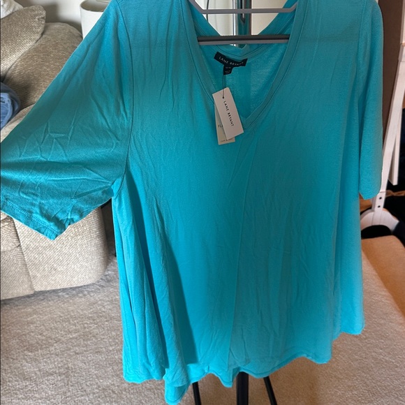Lane Bryant Turquoise V-Neck Tee - Picture 3 of 5
